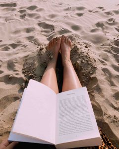 Woolacombe Beach sunbather reading