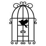 Illustration of a birdcage with a bird inside