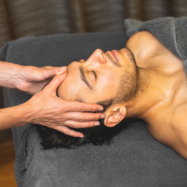 Man having Indian head massage