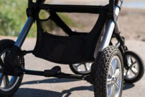 Baby buggy by the sea
